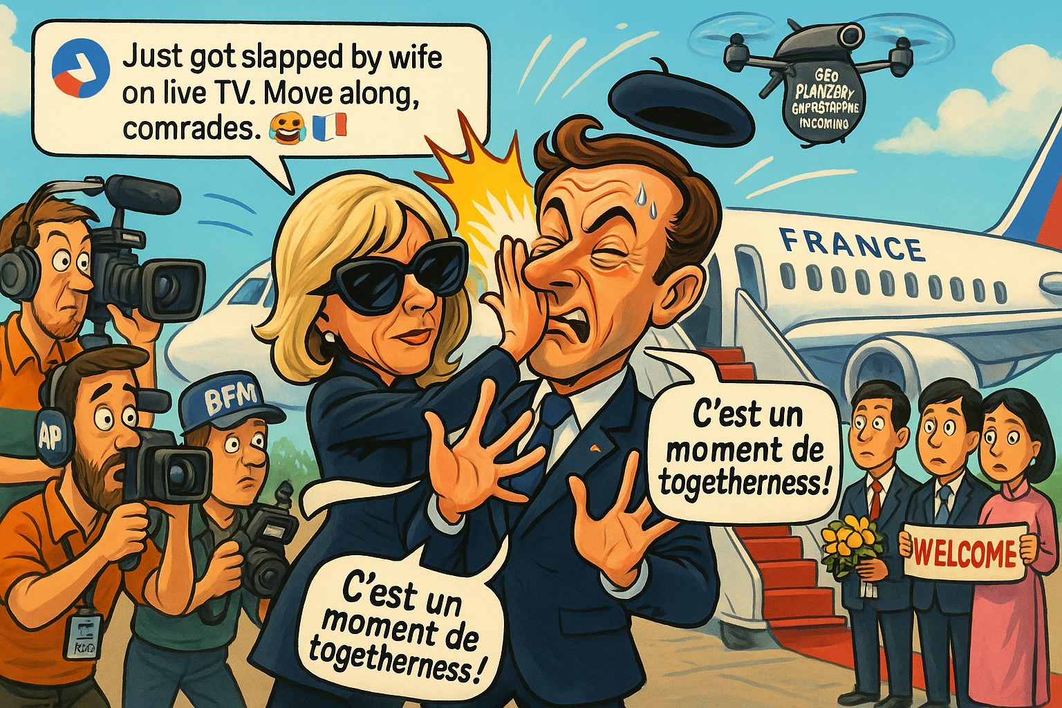 “It’s not domestic violence — it’s diplomatic affection!” Emmanuel Macron’s Vietnam Gifle Moment With Brigitte Macaron Goes Viral 1 Emmanuel Macron